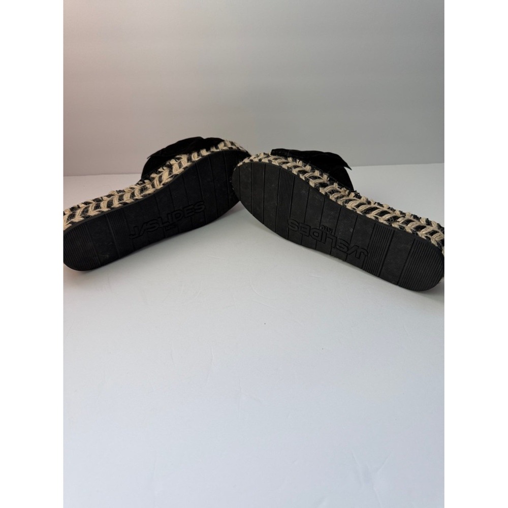 J/Slides Black‎ Bow Espadrille Mules Slip On Platform Sandals Women's Size - Picture 4 of 8
